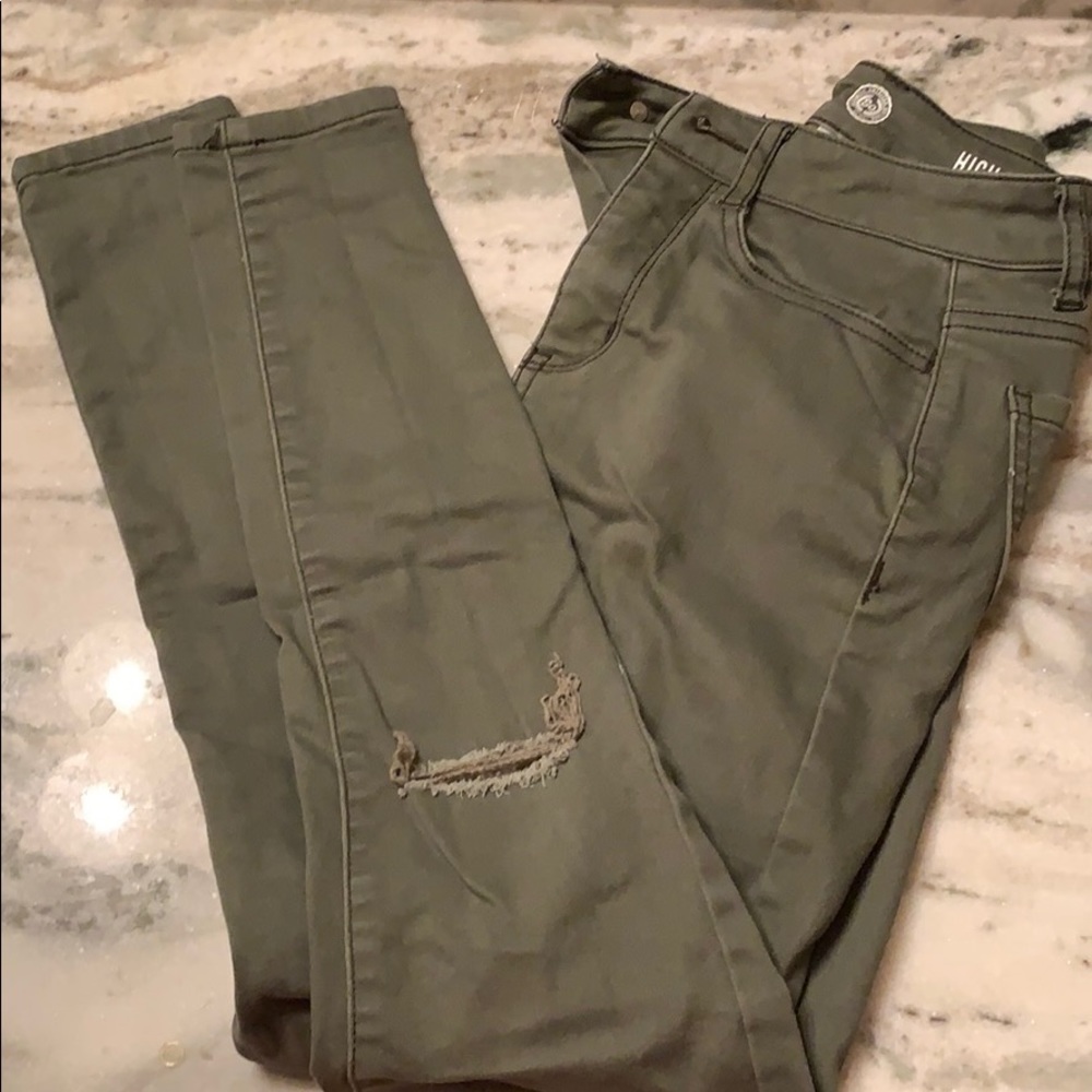 Dark green high rise jeggings
